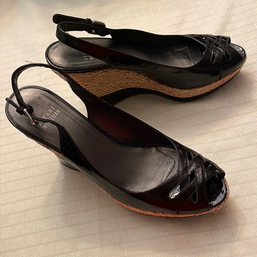 Stuart Weitzman Dolunch Espadrille platform sandals Sz 8.5 EUC